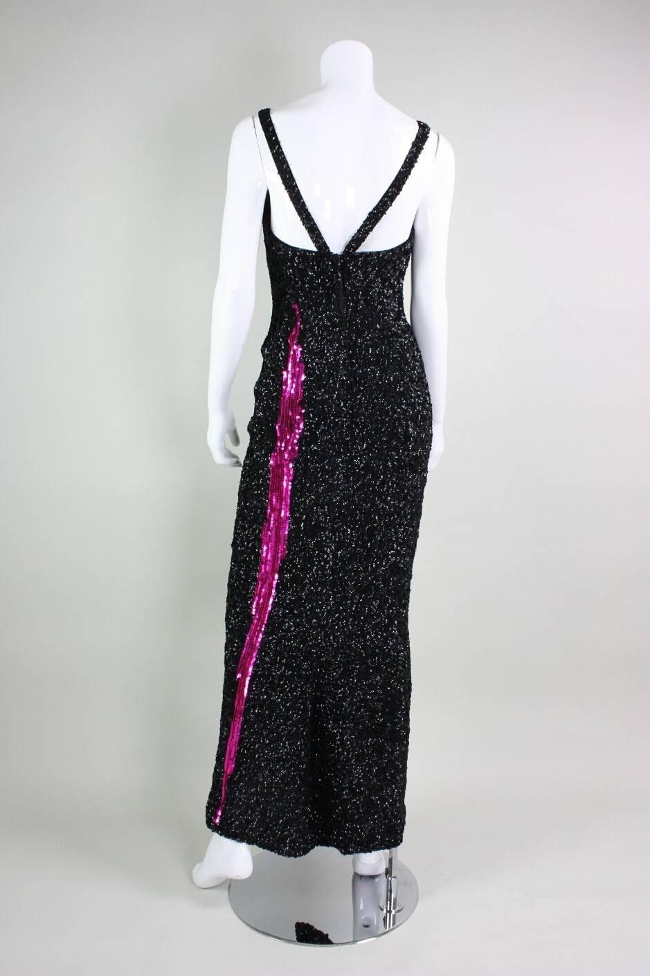 1950s Mr. Blackwell Black Sequined Bombshell Gown For Sale 1