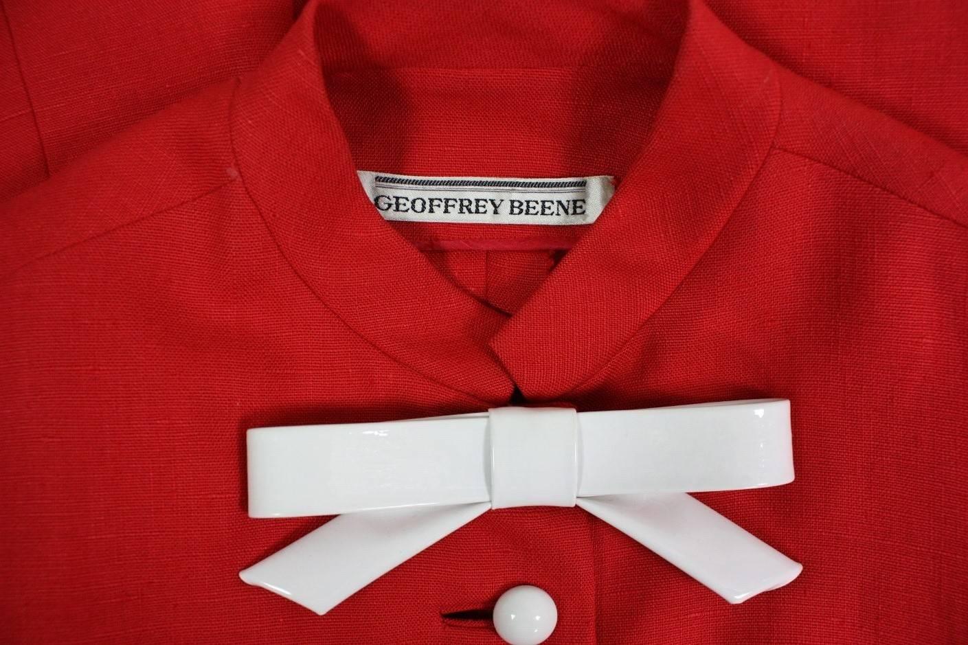 1960's Geoffrey Beene Red Linen Babydoll Dress 3