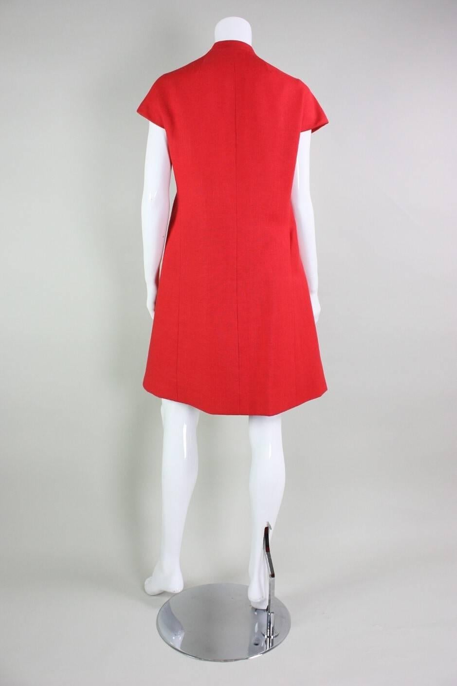Women's 1960's Geoffrey Beene Red Linen Babydoll Dress
