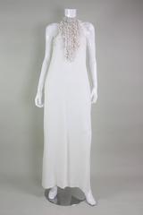 Vintage Valentino Halter Column Gown with Fringed Neckline