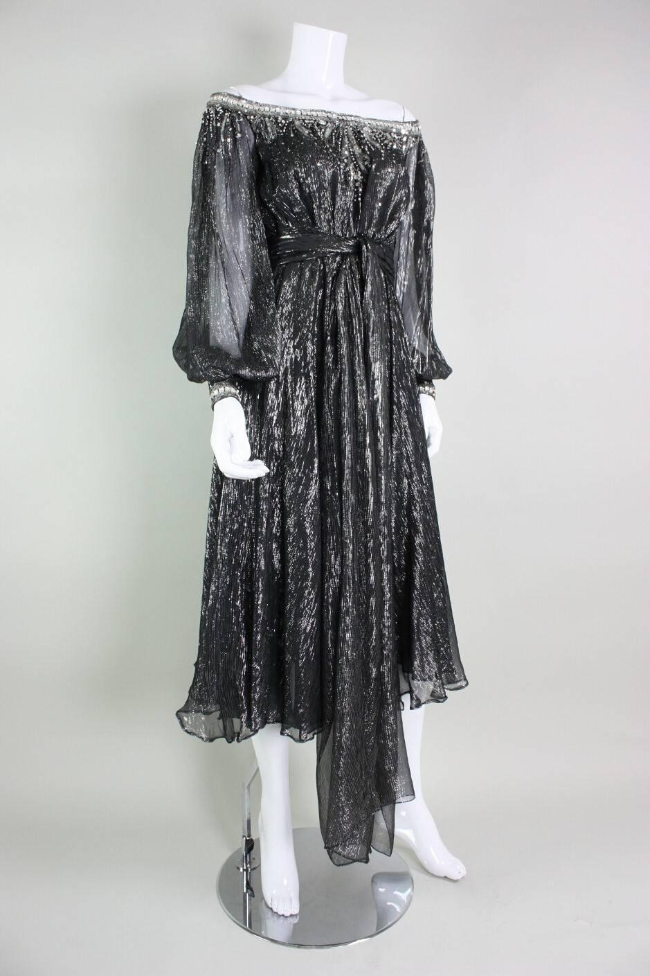 Black Nolan Miller Cocktail Dress with Sequined Detailing For Sale