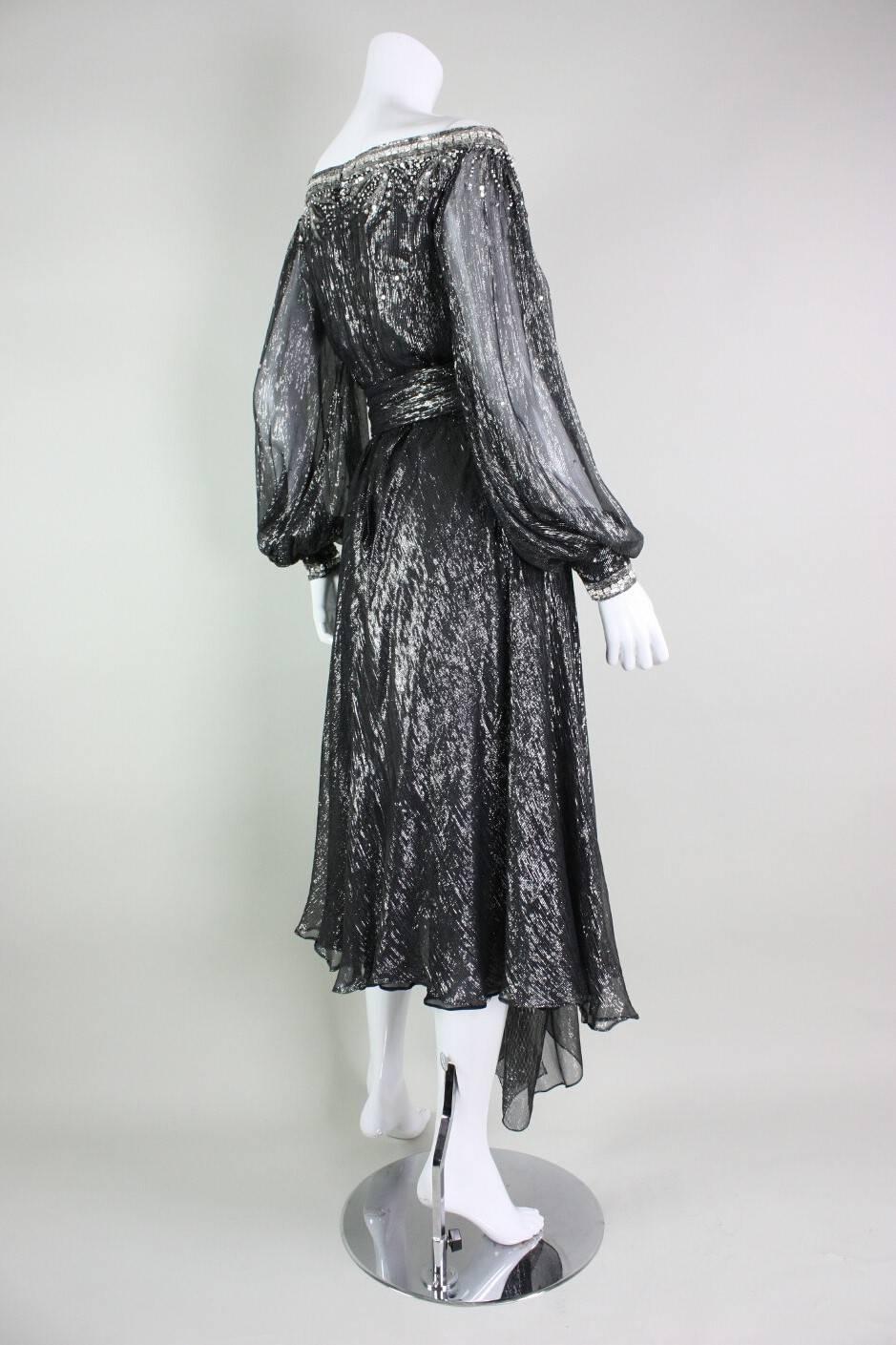 Nolan Miller Cocktail Dress with Sequined Detailing In Excellent Condition For Sale In Los Angeles, CA
