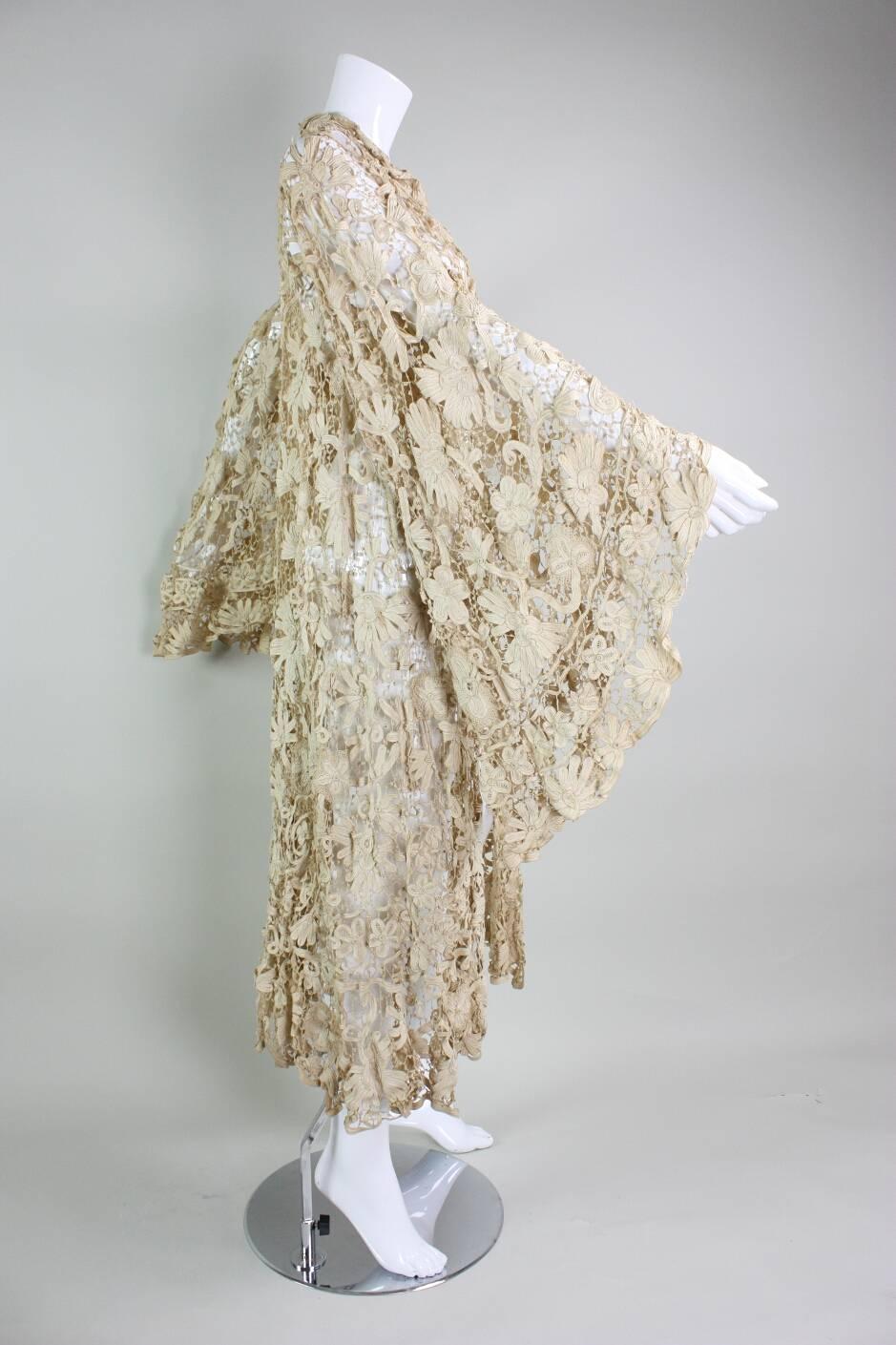 Edwardian Battenburg Lace Coat with Bell Sleeves In Excellent Condition For Sale In Los Angeles, CA