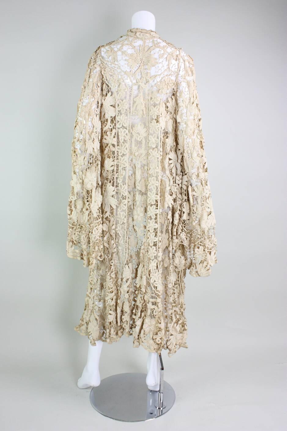 Women's Edwardian Battenburg Lace Coat with Bell Sleeves For Sale
