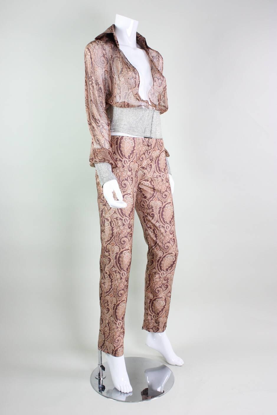 Brown Dolce & Gabana Silk and Rhinestone Ensemble For Sale