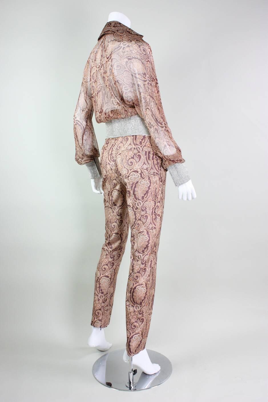 Dolce & Gabana Silk and Rhinestone Ensemble In Excellent Condition For Sale In Los Angeles, CA