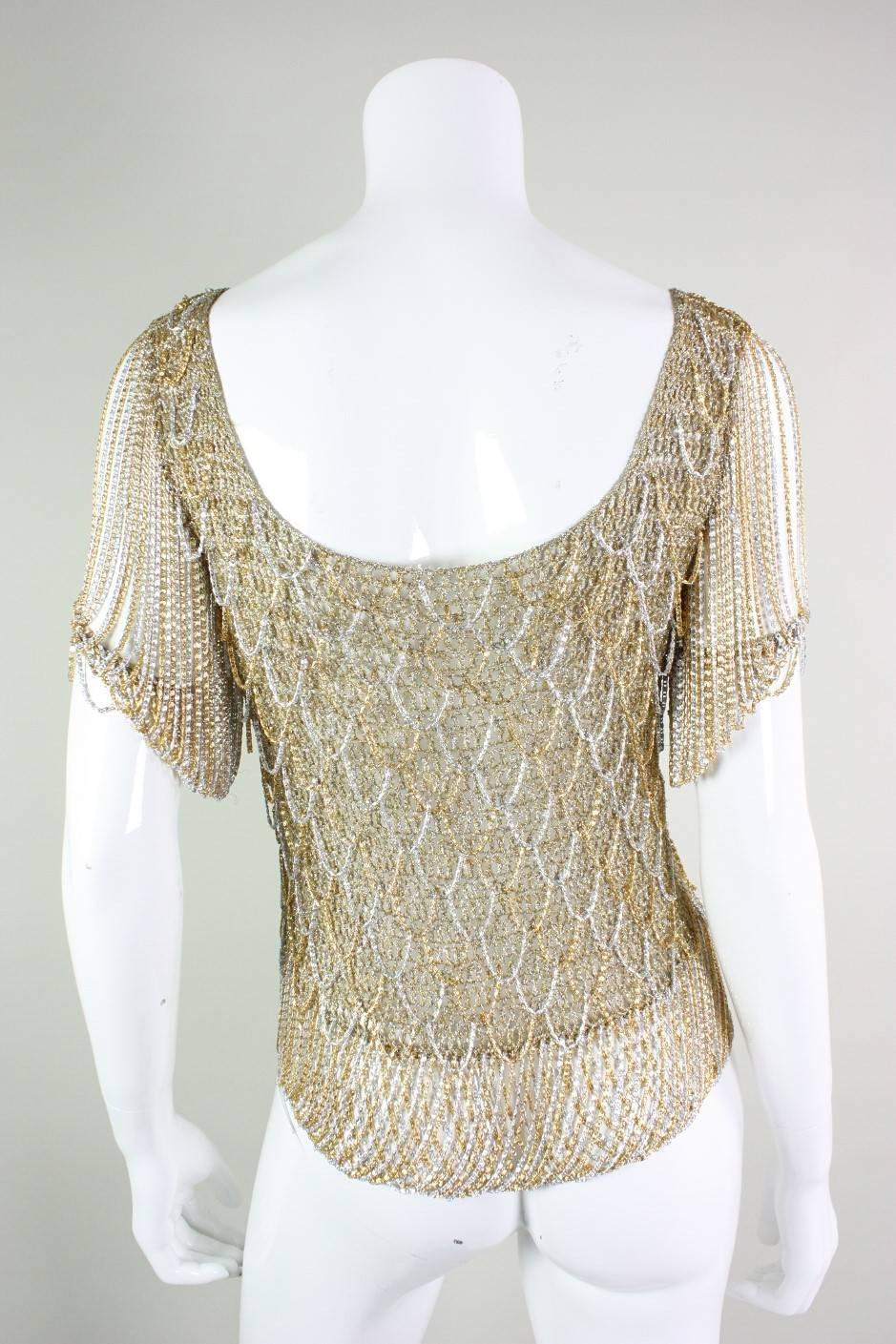 1970's Loris Azzaro Metallic Sweater with Chain Fringe In Excellent Condition In Los Angeles, CA
