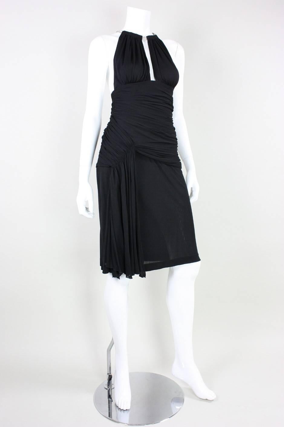 Vicky Tiel Ruched Black Cocktail Dress, 1980s  In Excellent Condition For Sale In Los Angeles, CA