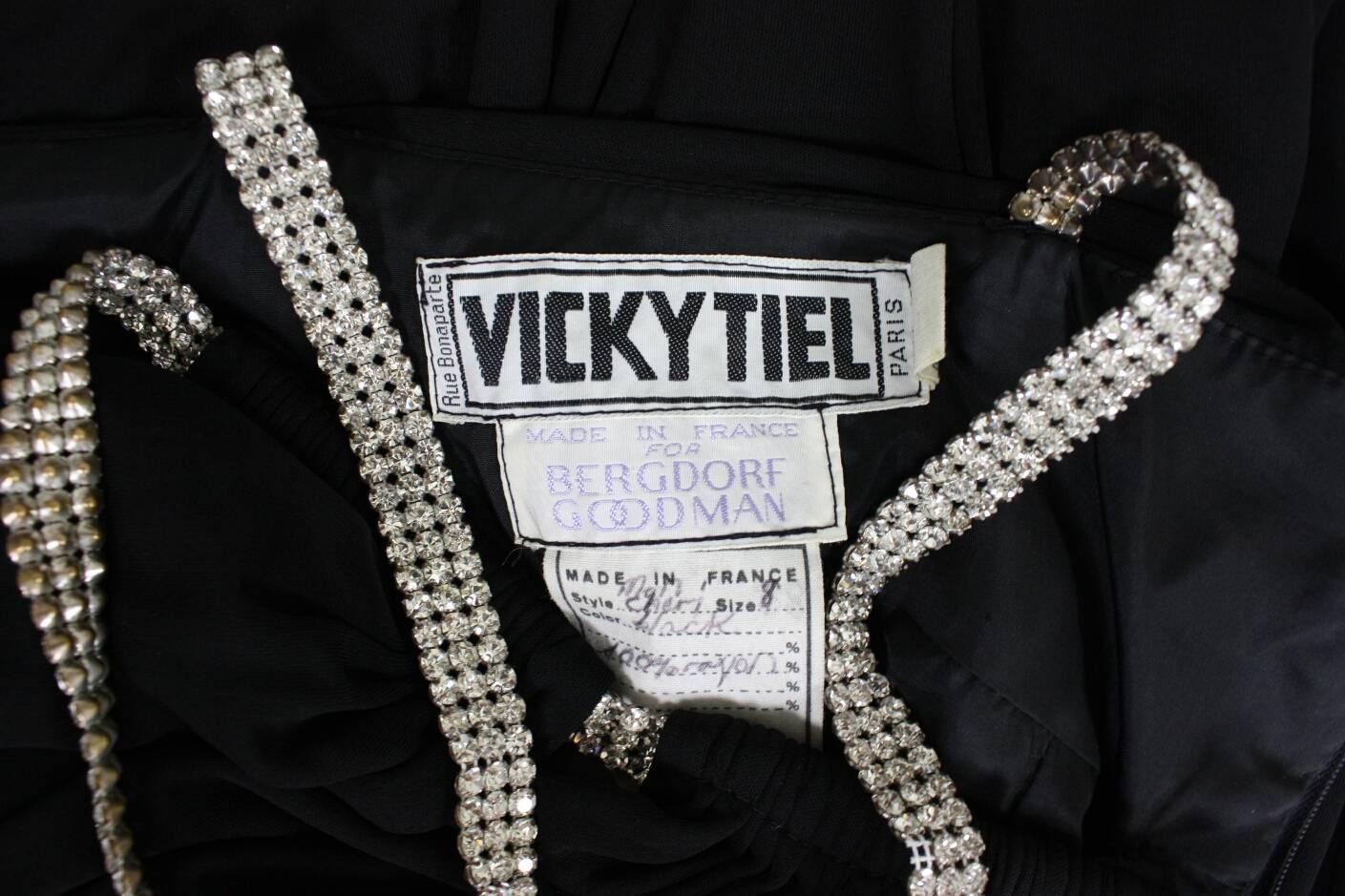 Vicky Tiel Ruched Black Cocktail Dress, 1980s  For Sale 4