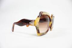 Oversized Faux Tortoise Shell Sunglasses with Rhinestones
