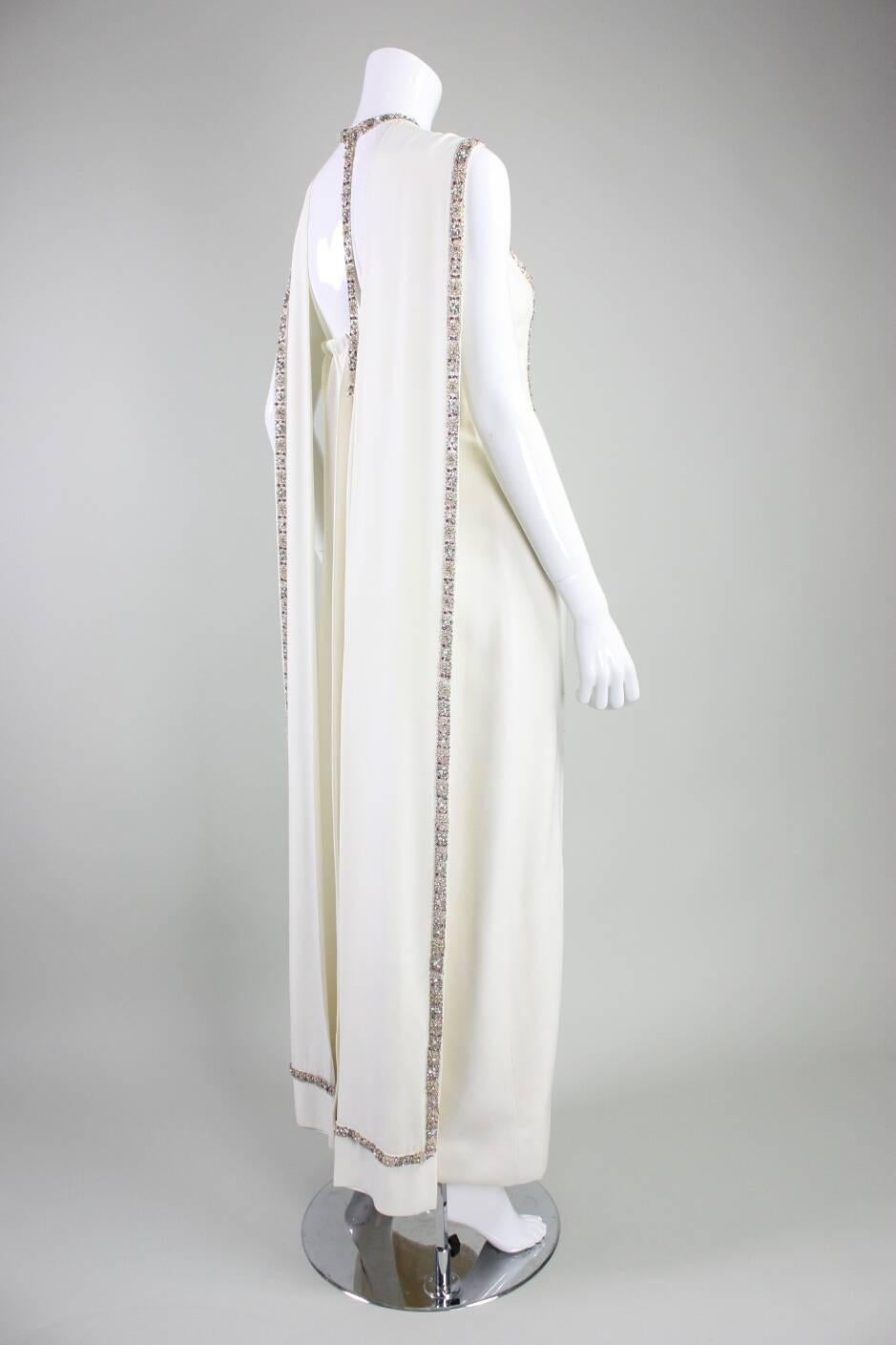1960’s Gattinoni Couture Beaded Gown and Cape In Excellent Condition In Los Angeles, CA
