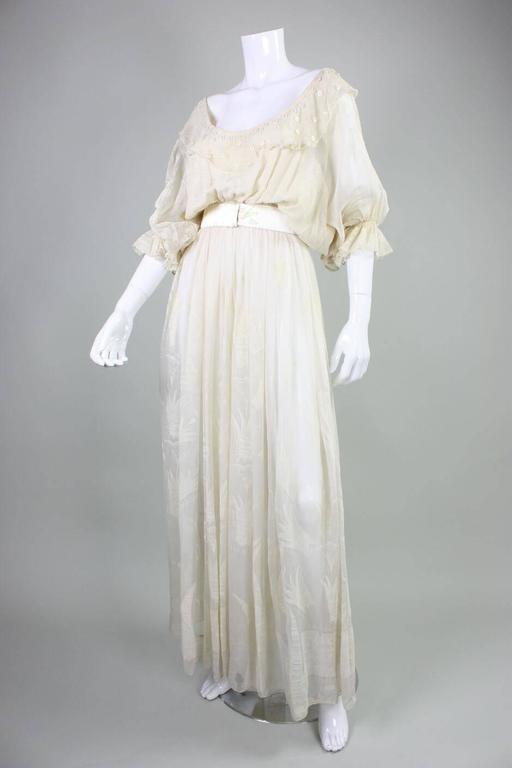 1970's Zandra Rhodes Field of Lilies Chiffon Gown For Sale at 1stDibs