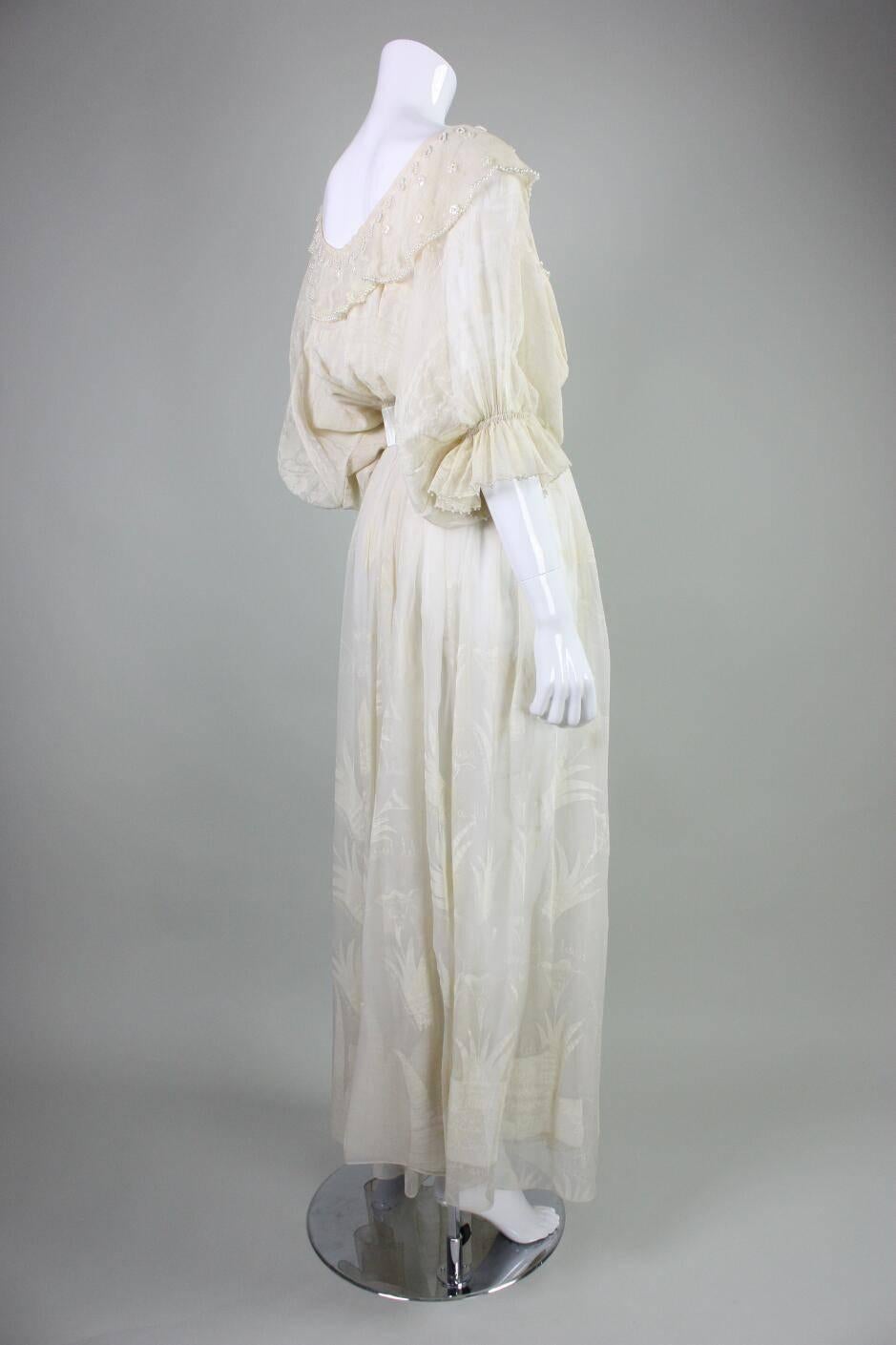 Gray 1970's Zandra Rhodes Field of Lilies Chiffon Gown For Sale