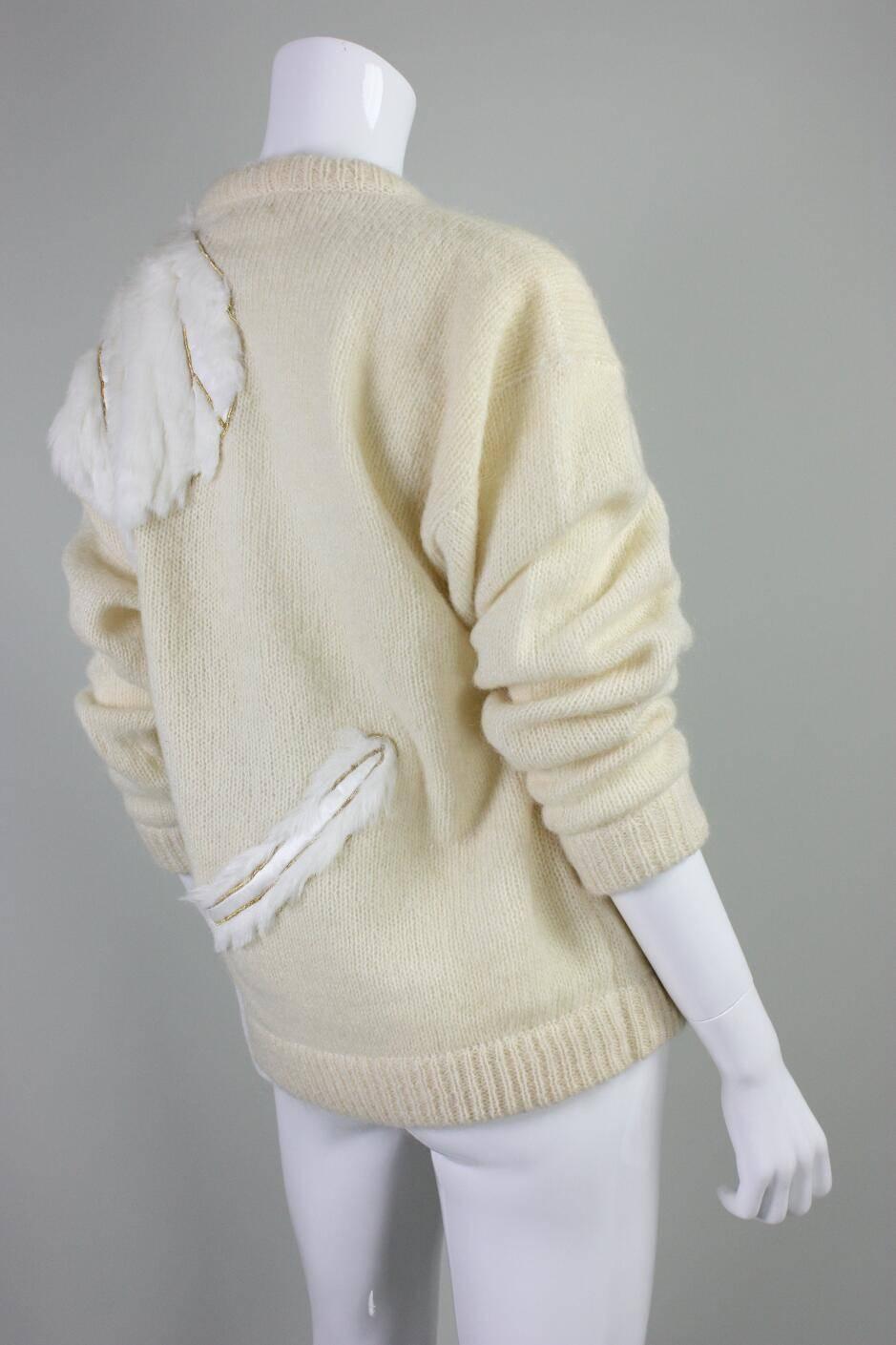 Beige 1980's Kansai Yamamoto Figural Sweater
