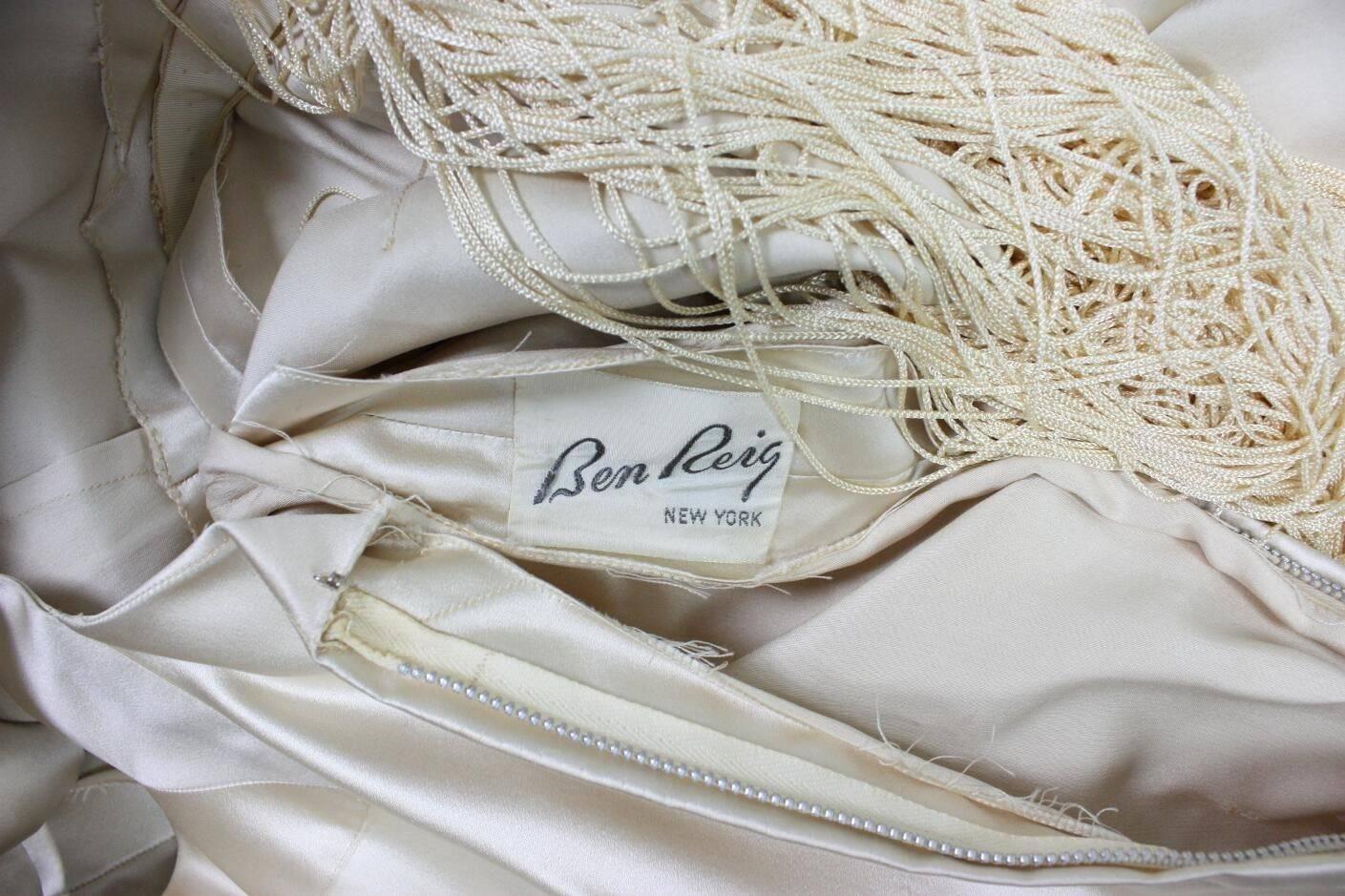 1950's Ben Reig Cocktail Dress with Fringed Hem For Sale 1