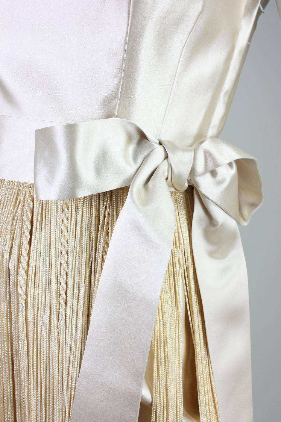 Women's 1950's Ben Reig Cocktail Dress with Fringed Hem For Sale