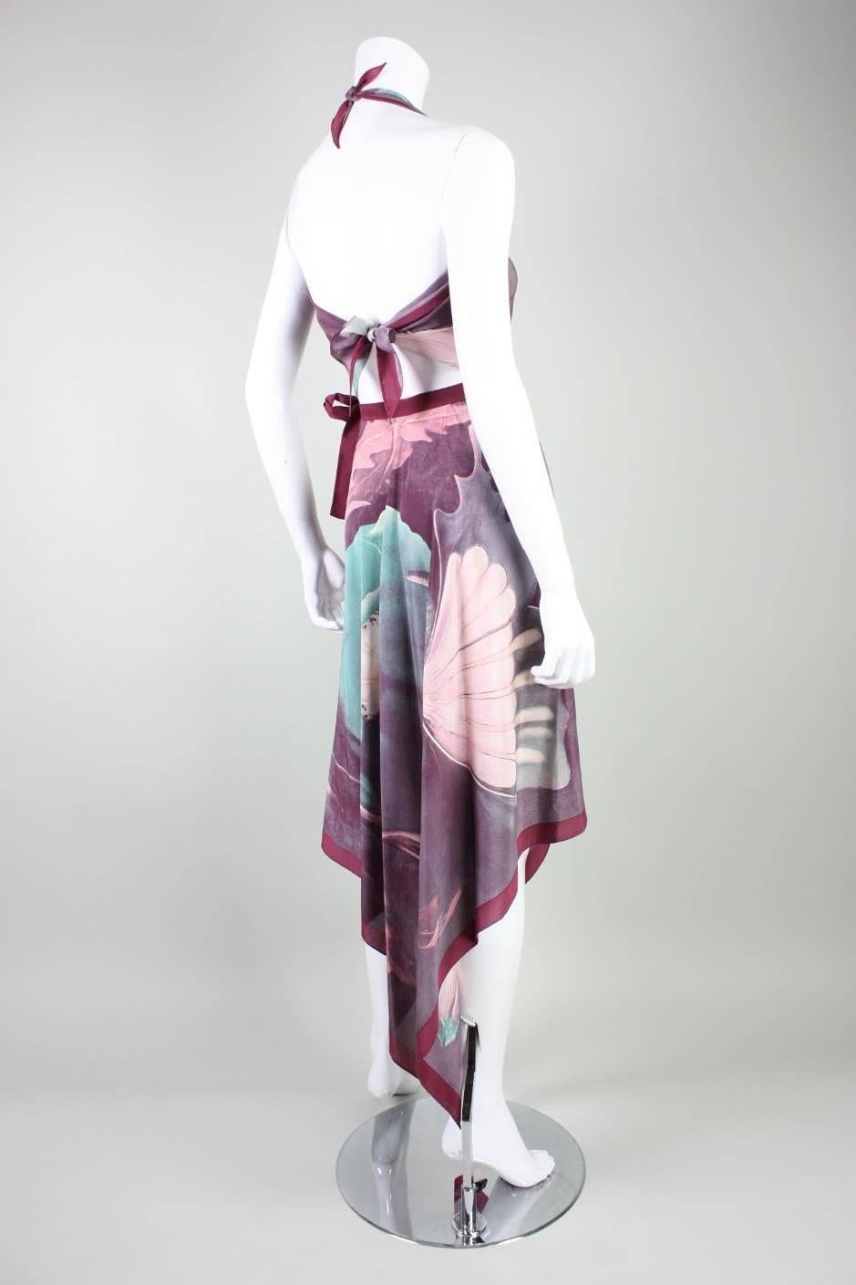 1970's Printed Silk Ensemble In Excellent Condition For Sale In Los Angeles, CA