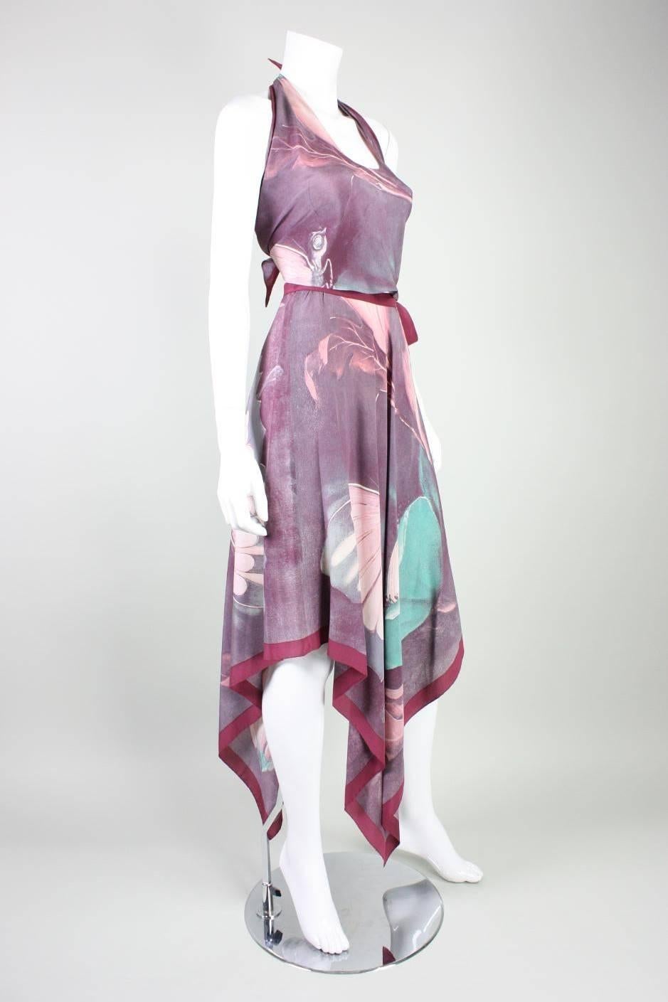 Gray 1970's Printed Silk Ensemble For Sale