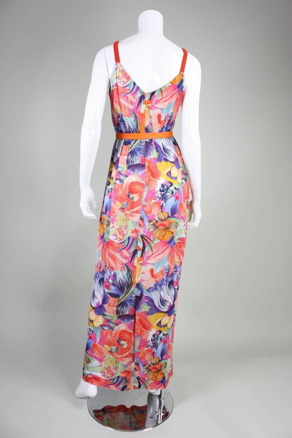 Women's 1970's Missoni Silk Jersey Floral Gown For Sale