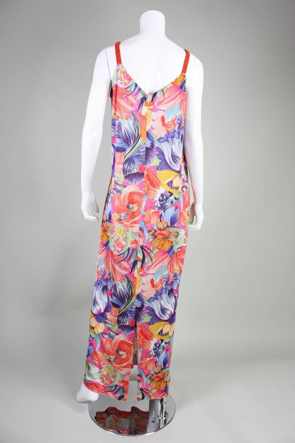 1970's Missoni Silk Jersey Floral Gown For Sale 3