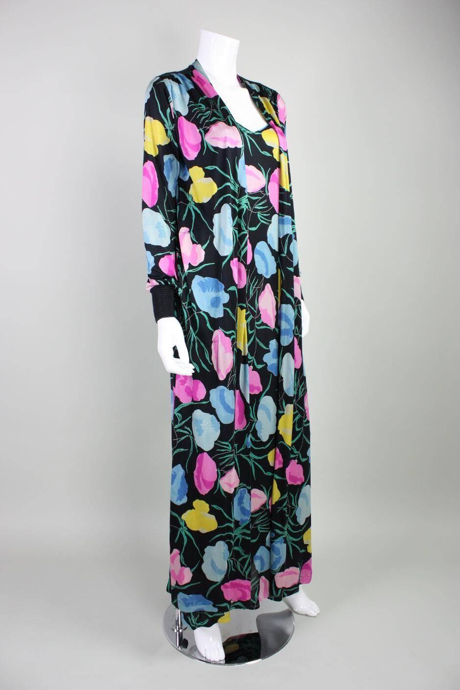 Black 1970's Missoni Silk Jersey Gown & Jacket Ensemble For Sale