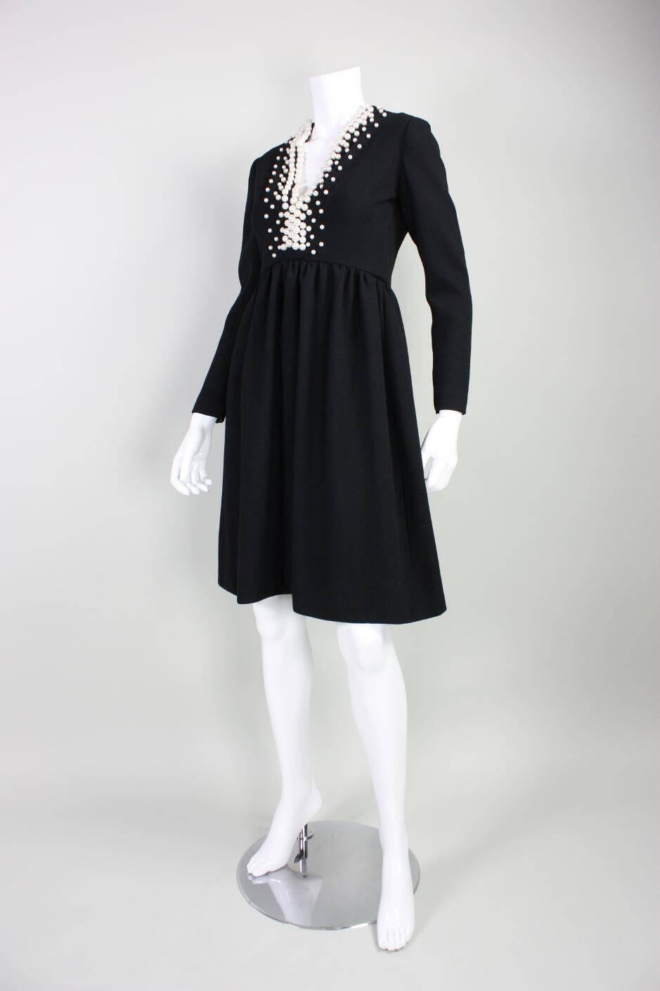 Donald Brooks Cocktail Dress with Pearl Detailing, 1960s  In Excellent Condition In Los Angeles, CA