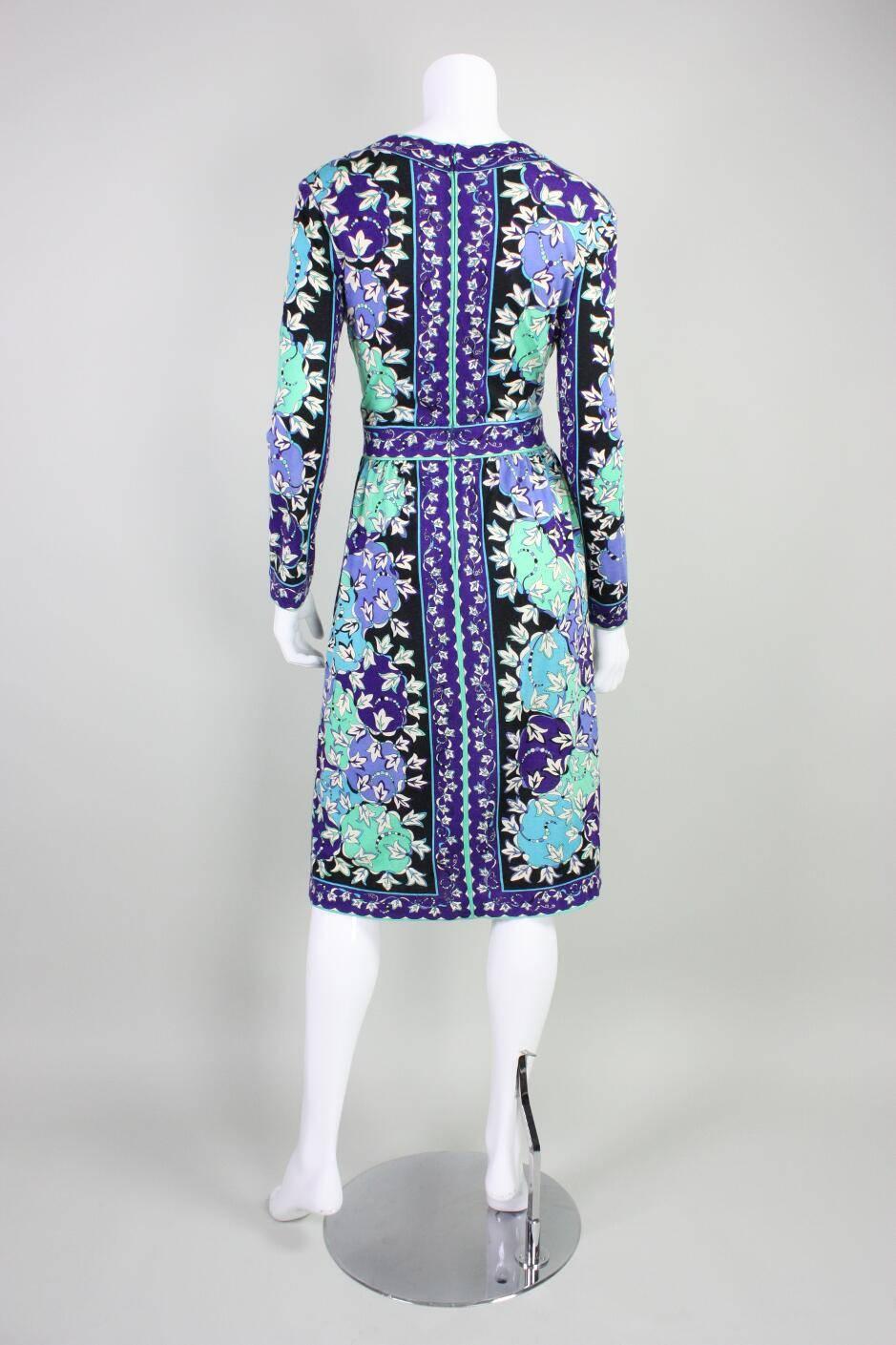 1970's Pucci Cashmere Blend Printed Dress For Sale 1