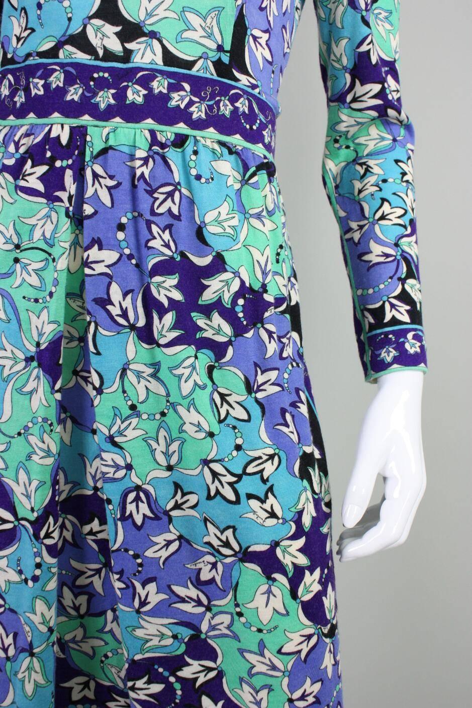 1970's Pucci Cashmere Blend Printed Dress For Sale 3
