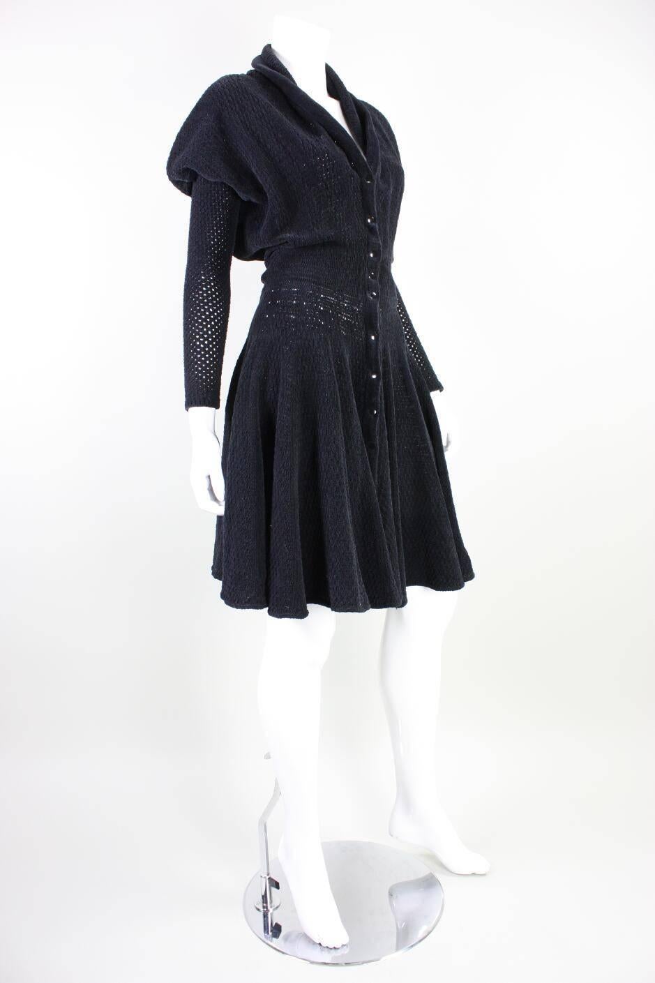 Black 1980's Alaia Chenille Knit Dress For Sale