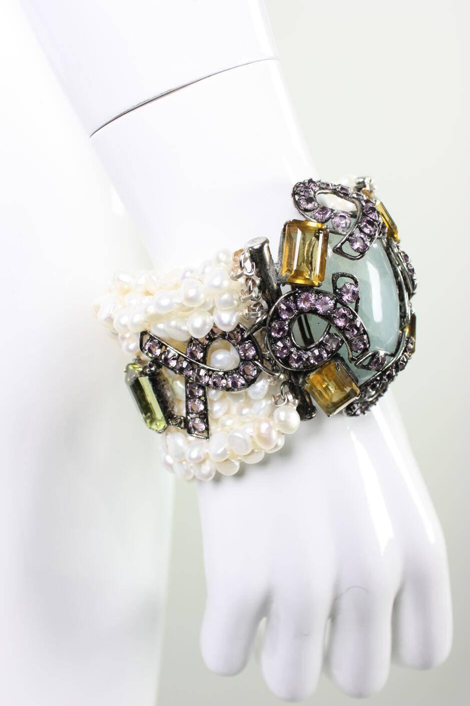 Women's Iradj Moini Aquamarine Multi-Strand Pearl Bracelet For Sale