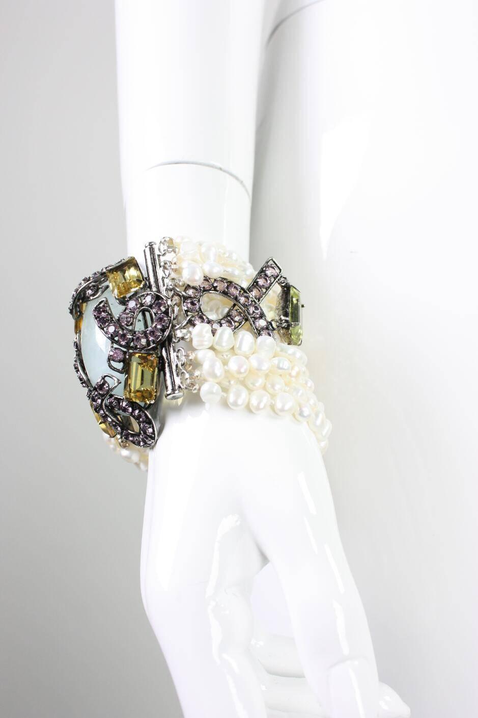 Iradj Moini Aquamarine Multi-Strand Pearl Bracelet For Sale 1