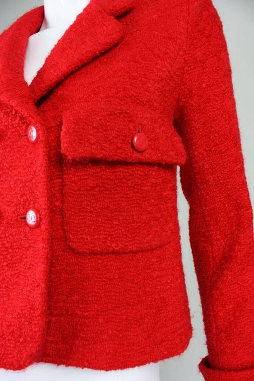 1990's Chanel Red Bouclé Jacket 2