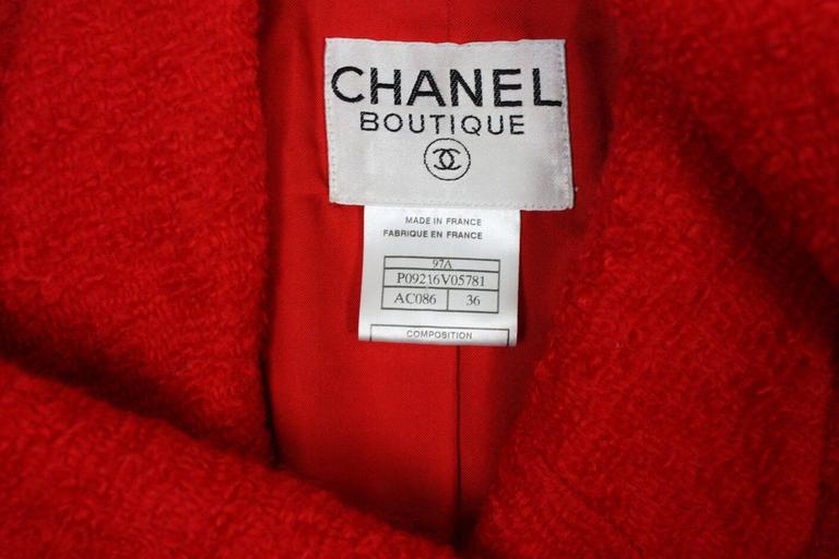1990's Chanel Red Bouclé Jacket 5