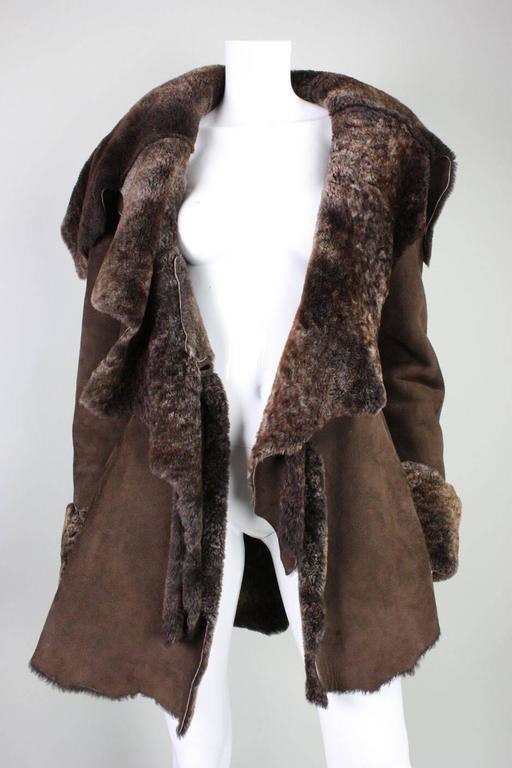 1980's Roberto Cavalli Suede Shearling Coat For Sale at 1stDibs