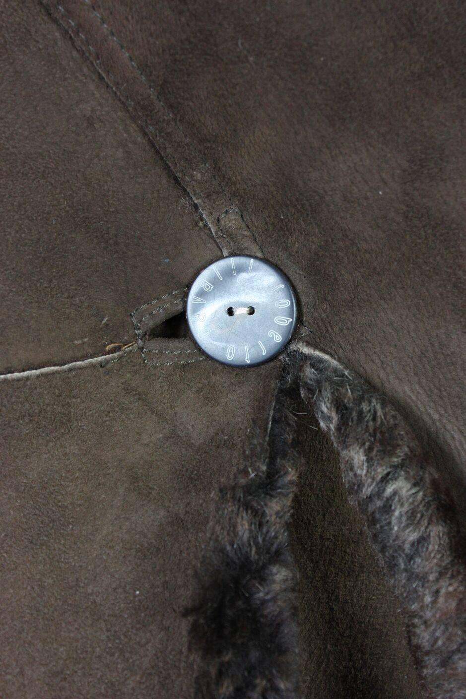 1980's Roberto Cavalli Suede Shearling Coat For Sale 3