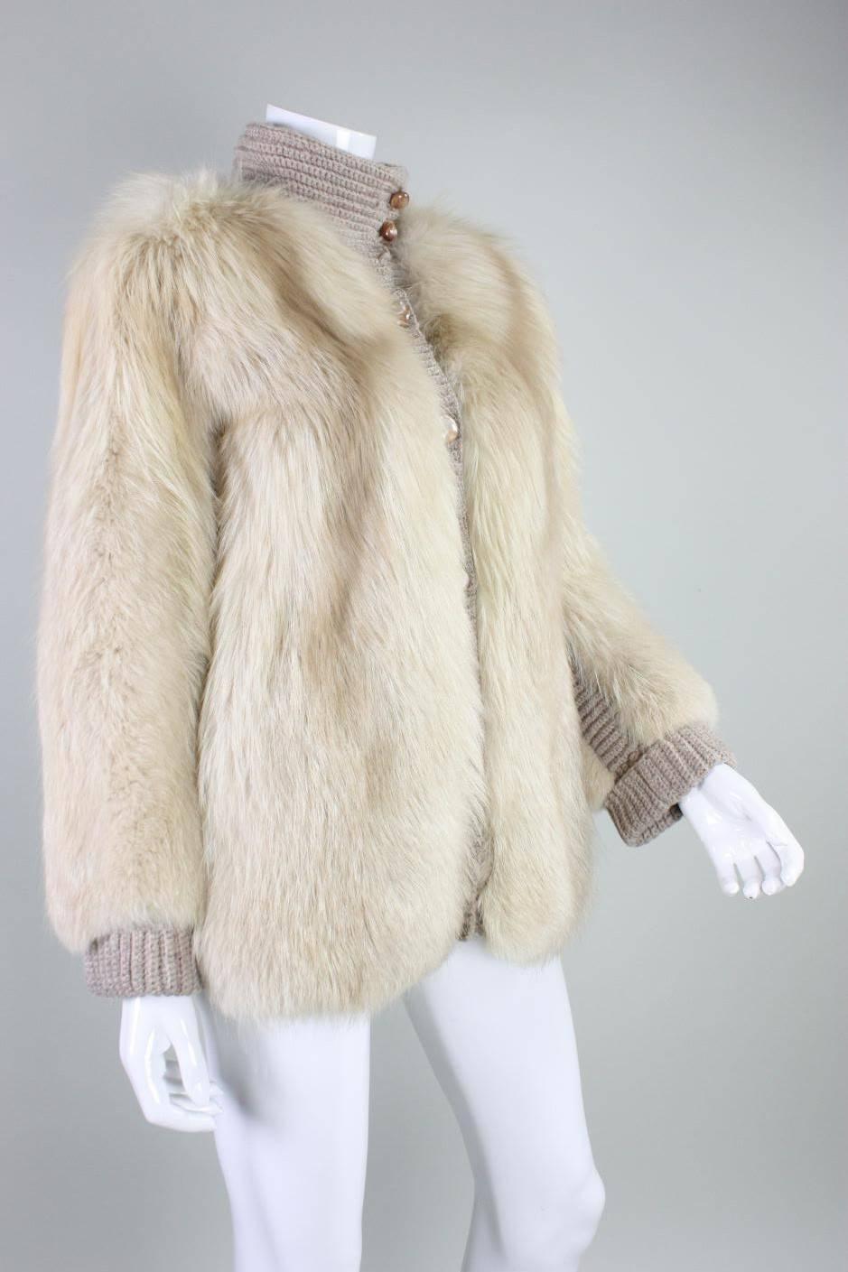 1980's Edwards-Lowell Fox Fur Sweater Jacket In Excellent Condition In Los Angeles, CA