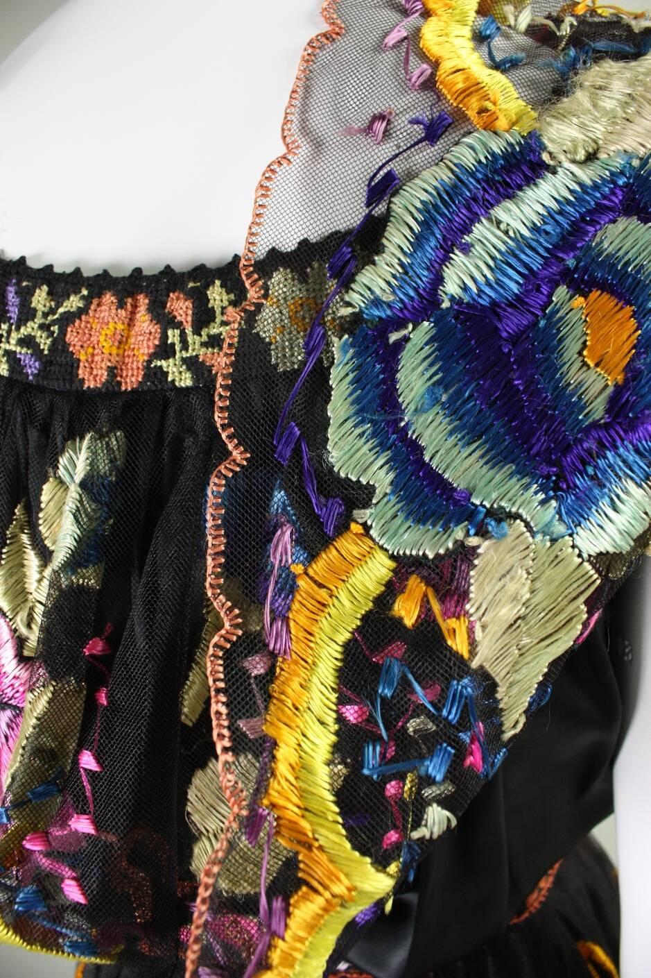 Vintage Mexican Wedding Ensemble with Polychromatic Hand Embroidery 2
