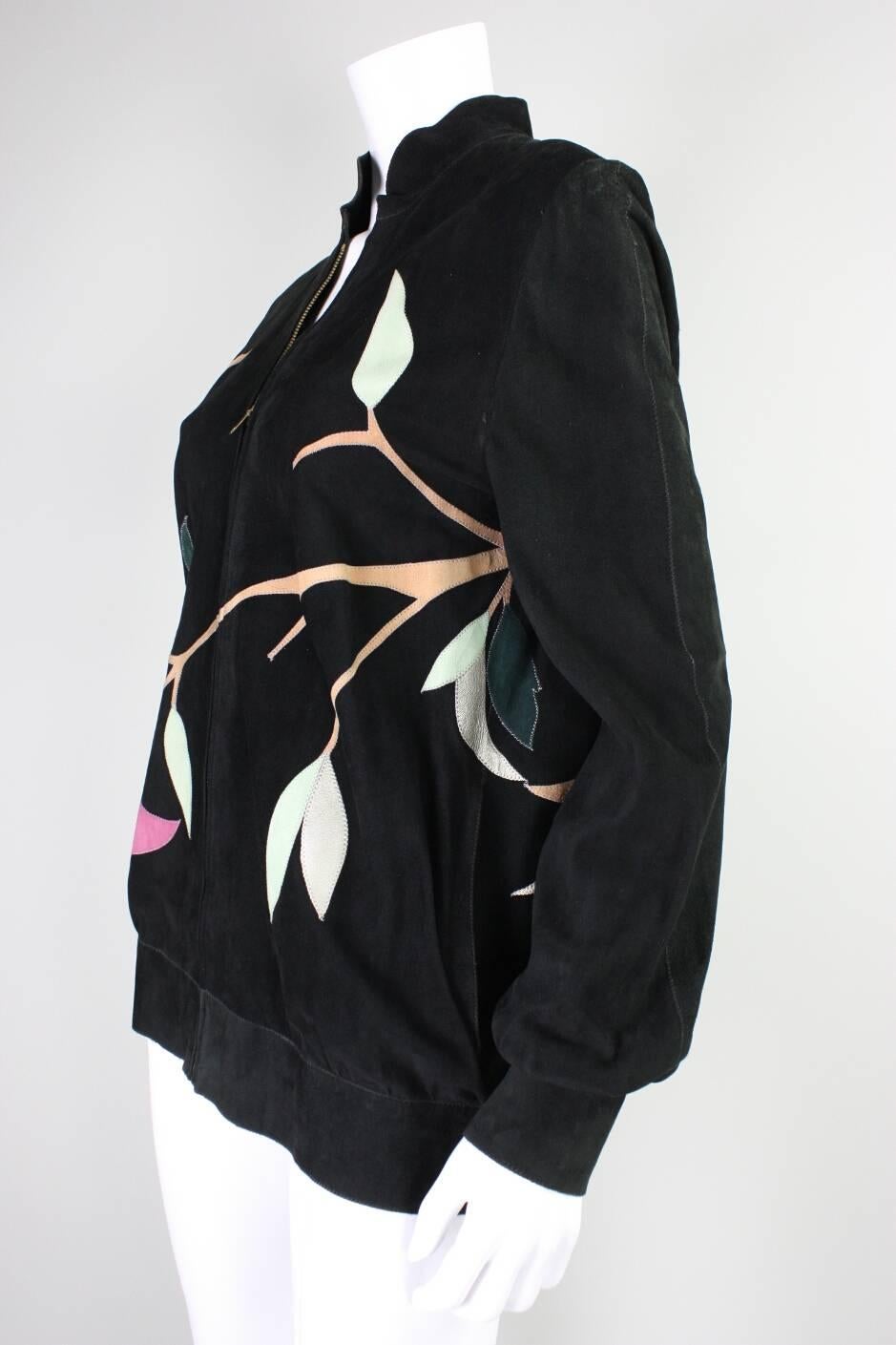 1970’s Roberto Cavalli Suede Appliqué Jacket In Excellent Condition In Los Angeles, CA