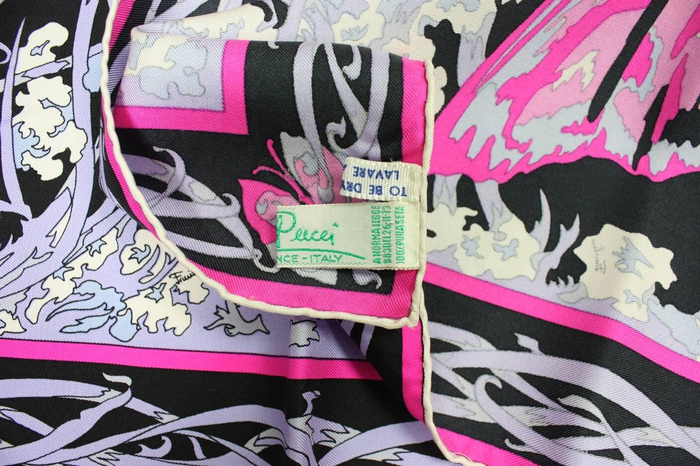 1970’s Emilio Pucci Silk Scarf with Butterfly Print For Sale 1