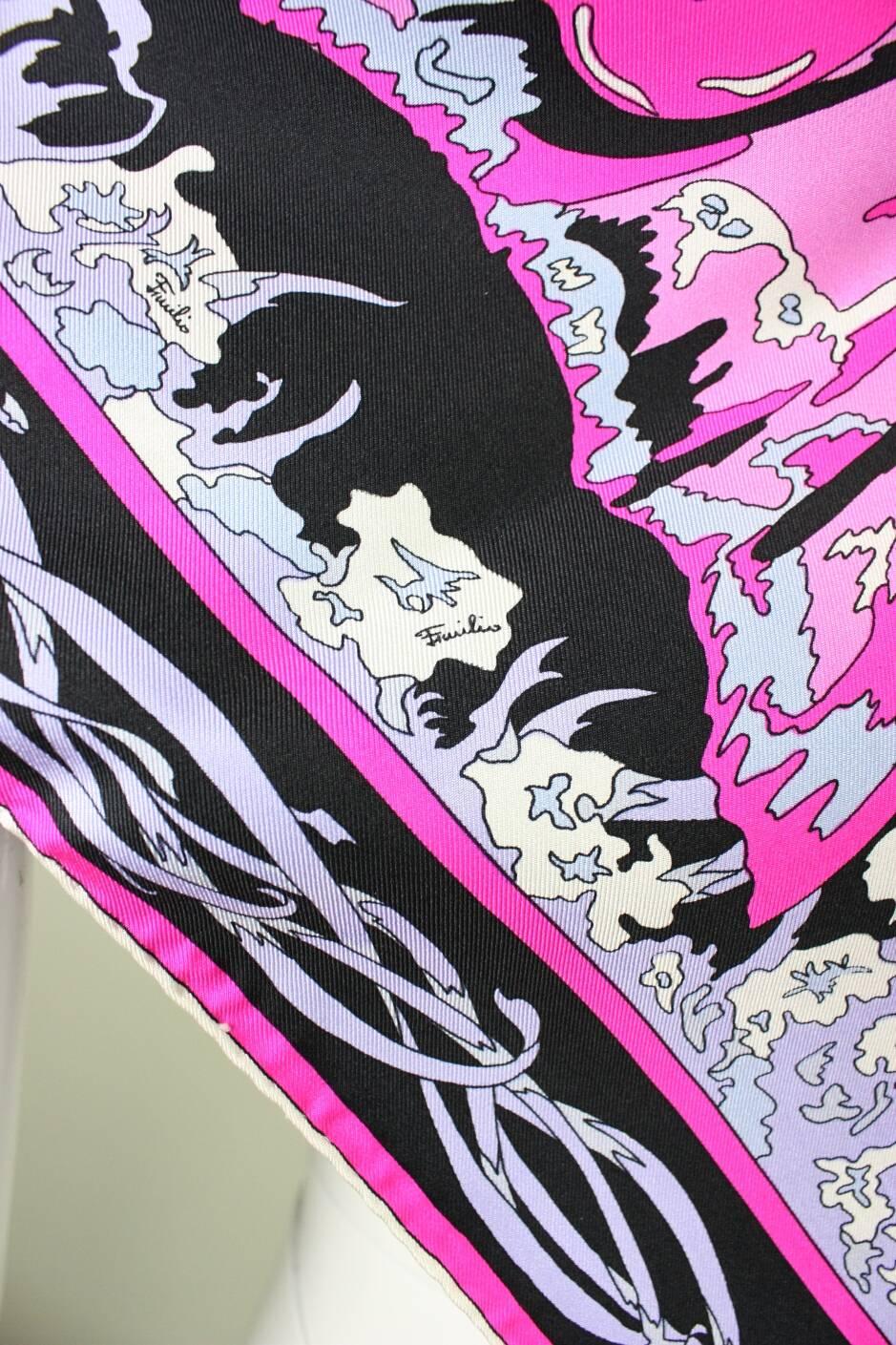 Women's 1970’s Emilio Pucci Silk Scarf with Butterfly Print For Sale
