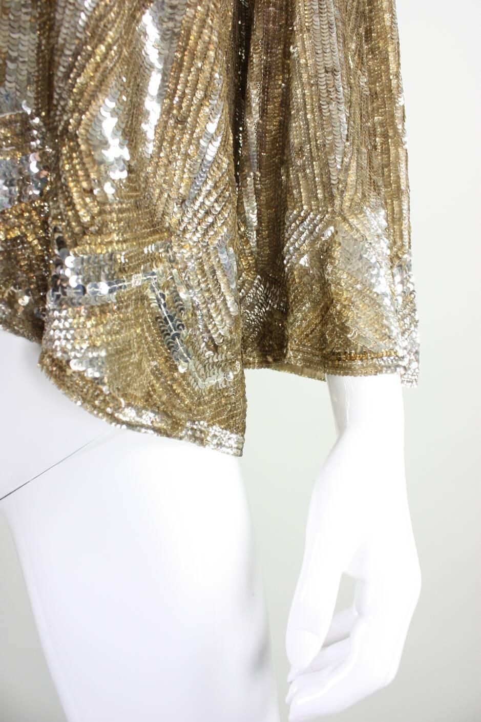 1930's Gold Sequined Jacket Made in France For Sale 4
