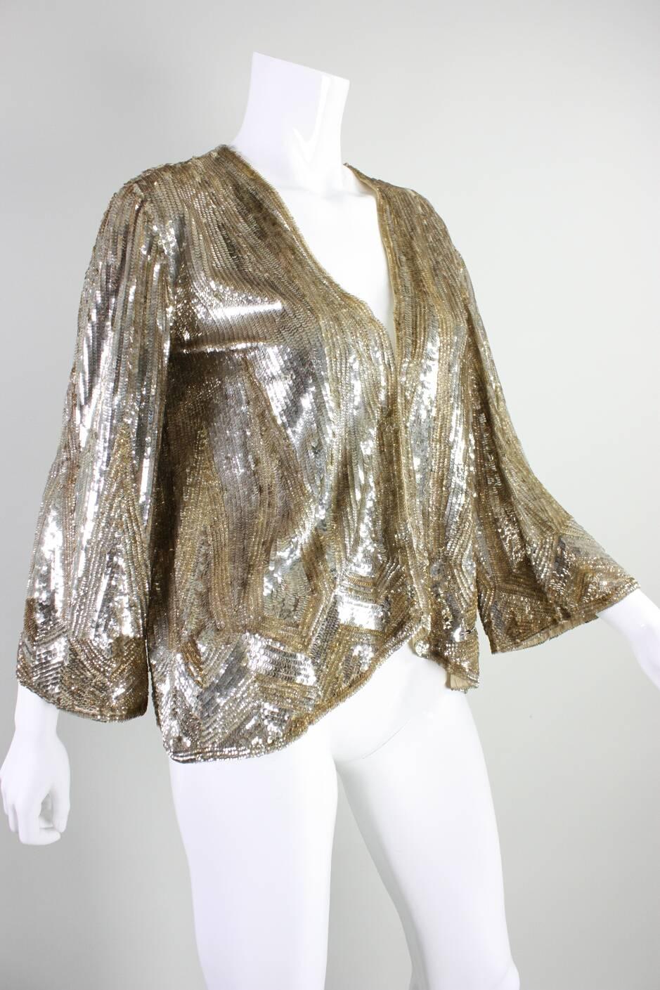 Women's 1930's Gold Sequined Jacket Made in France For Sale