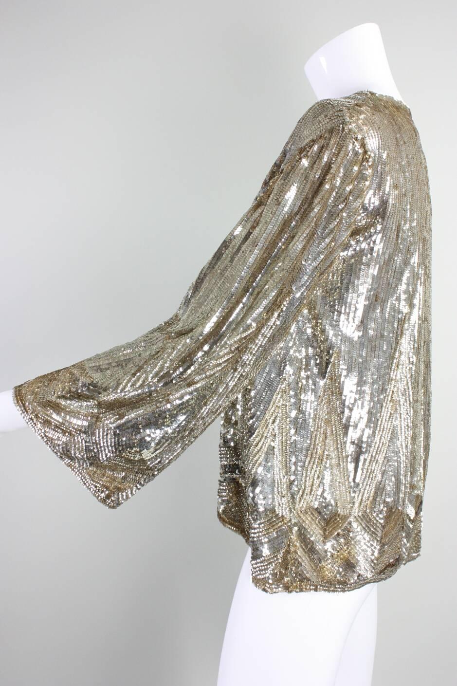 1930's Gold Sequined Jacket Made in France For Sale 1