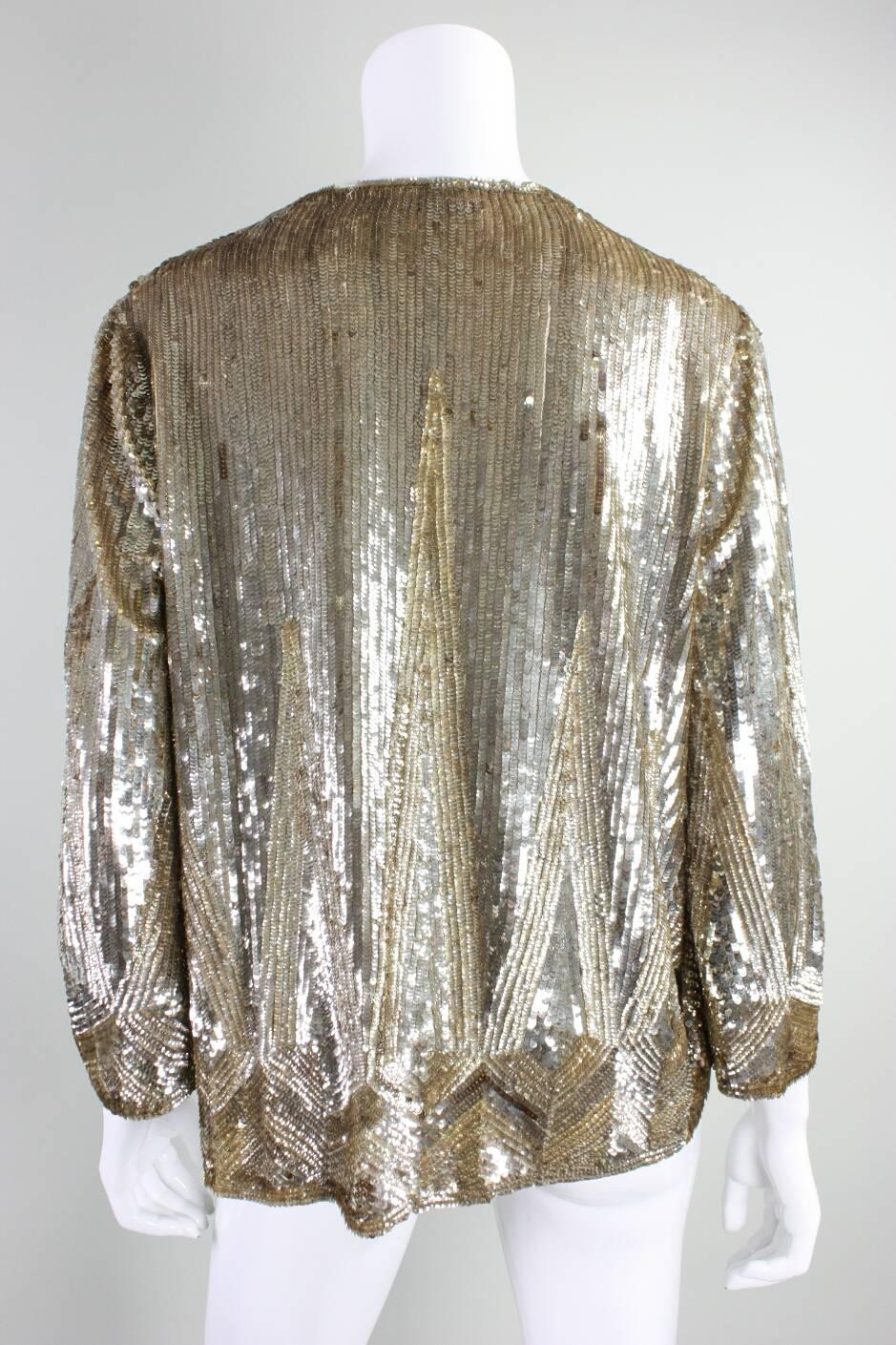 1930's Gold Sequined Jacket Made in France In Excellent Condition For Sale In Los Angeles, CA
