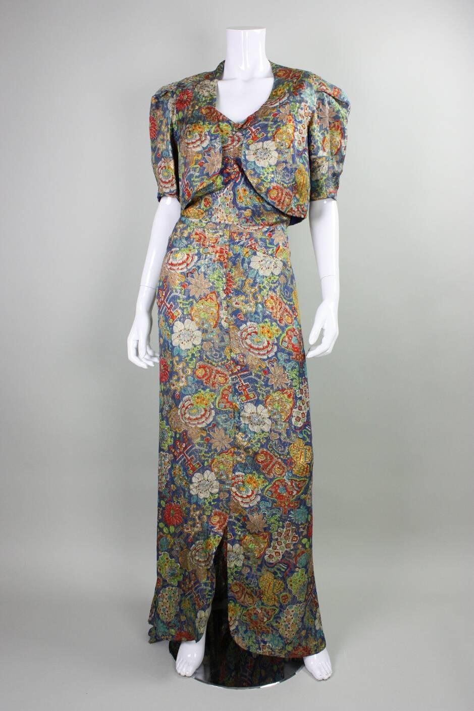 1930's Blue Lame Gown and Bolero 1
