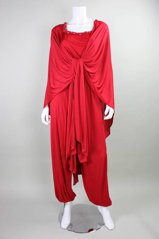 Women's 1970's Holly's Harp Red Matte Jersey Ensemble For Sale