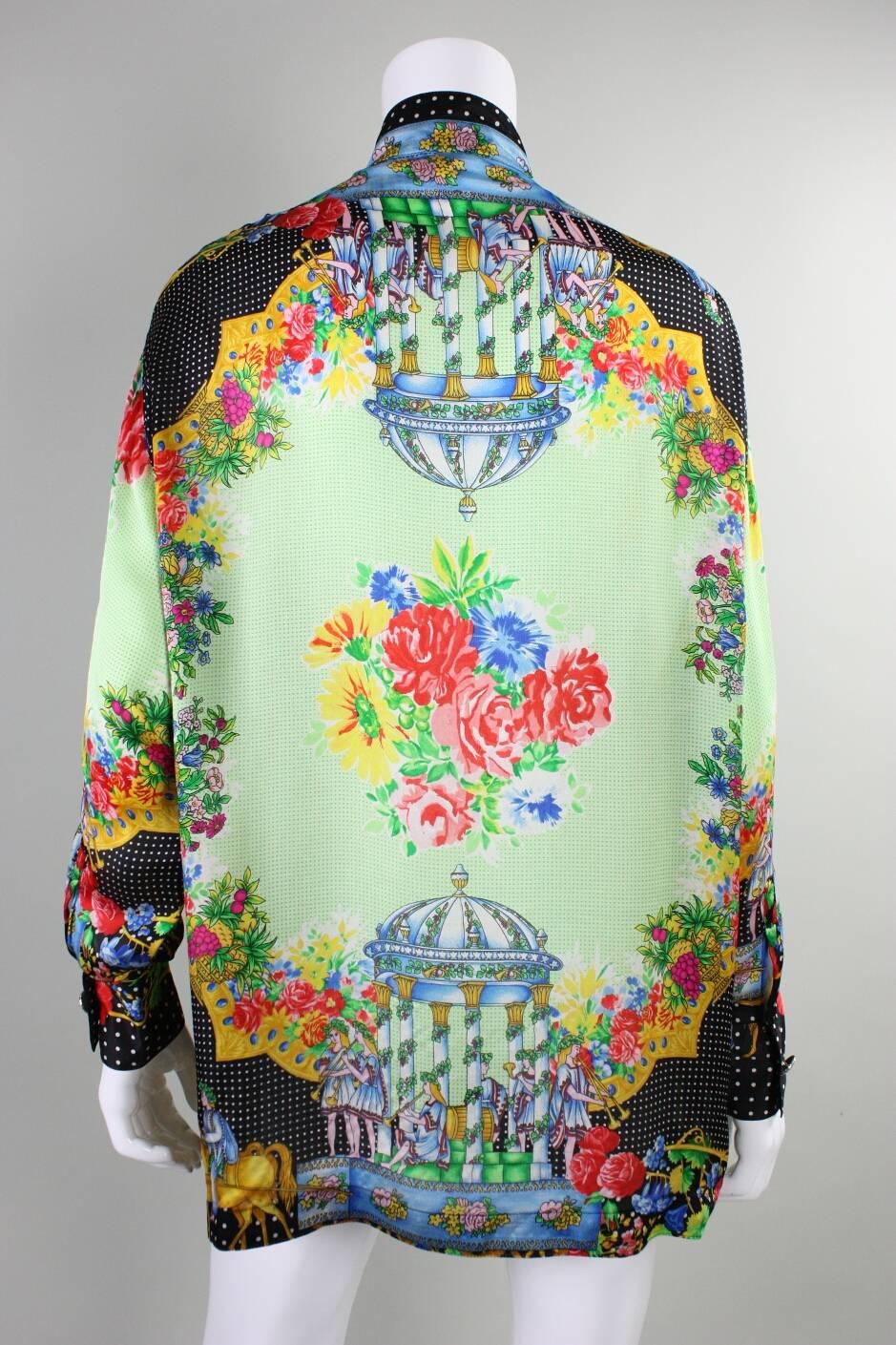 1990's Gianni Versace Silk Charmeuse Blouse In Excellent Condition For Sale In Los Angeles, CA