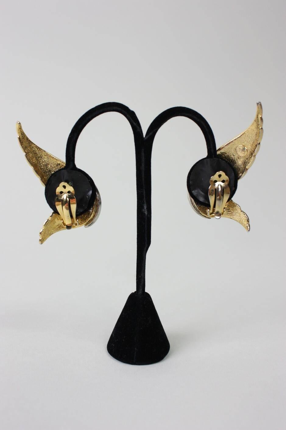 Women's 1980's Butler & Wilson Gold-Toned Wing Earrings For Sale