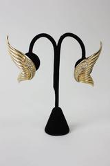 1980's Butler & Wilson Gold-Toned Wing Earrings