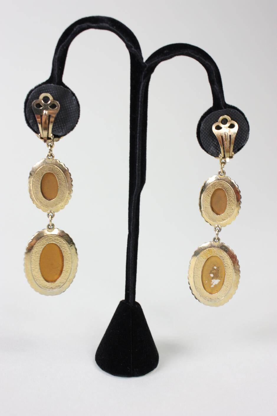 Butler & Wilson Rhinestone & Faux Opal Earrings In Good Condition For Sale In Los Angeles, CA